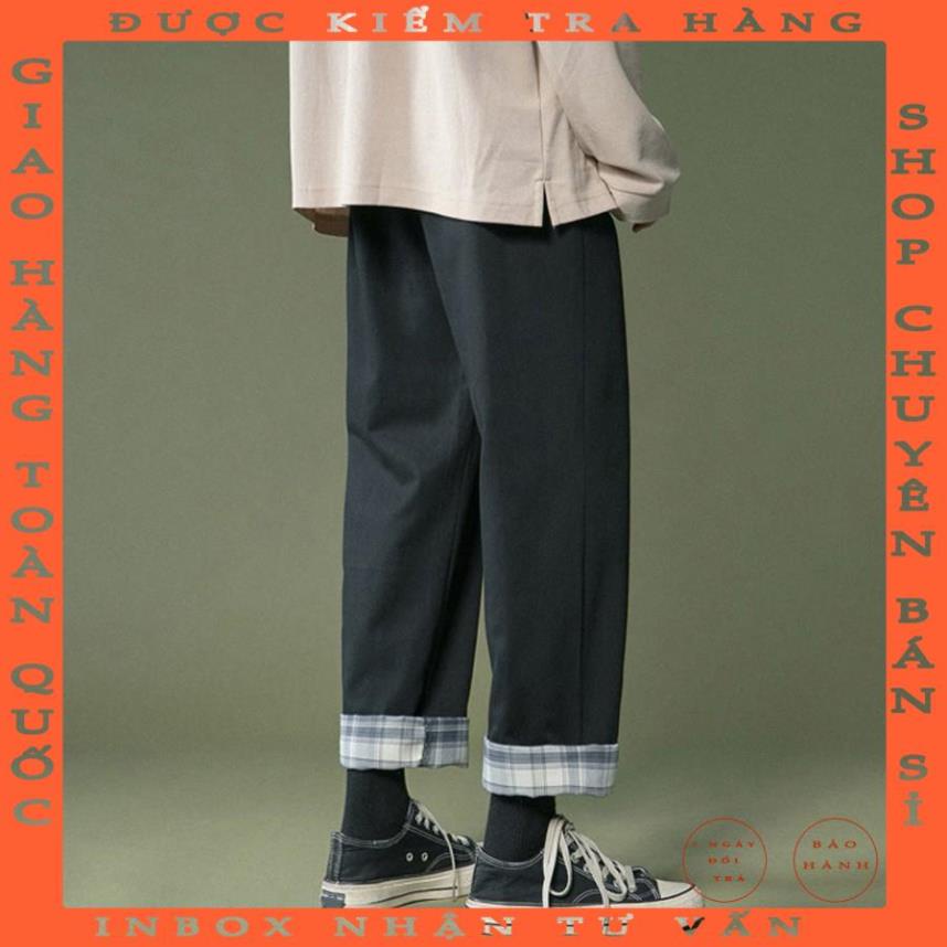 Quần Baggy Kaki Ống Suông Nam Nữ Unisex Trơn Gấu Quần Caro Phong Cách Hàn Quốc huynhle