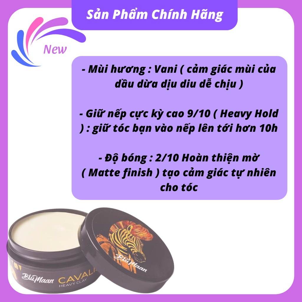 Sáp vuốt tóc nam nữ tạo kiểu BLUMAN NGỰA VẰN newm clay cao cấp