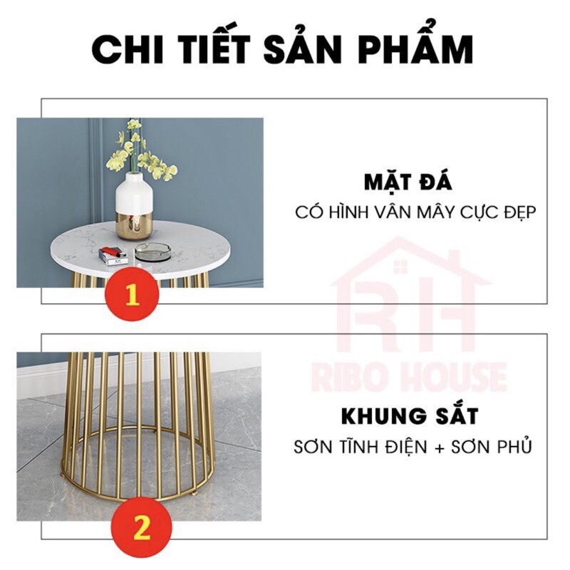 Bàn trà kệ tab mặt đá khung kim loại sơn tĩnh điện nội thất phòng khách