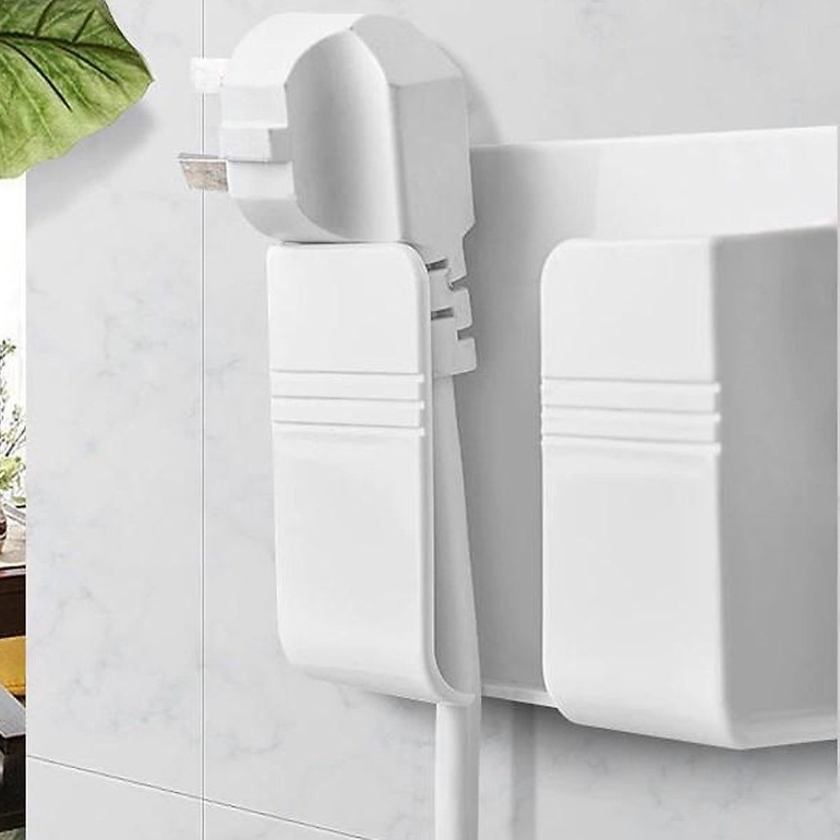 Kệ để điều khiển, điện thoại dán tường, làm từ nhựa ABS cao cấp - Giá Đỡ Sạc Điện Thoại Tiện Lợi - Có Móc Treo Giữ Dây