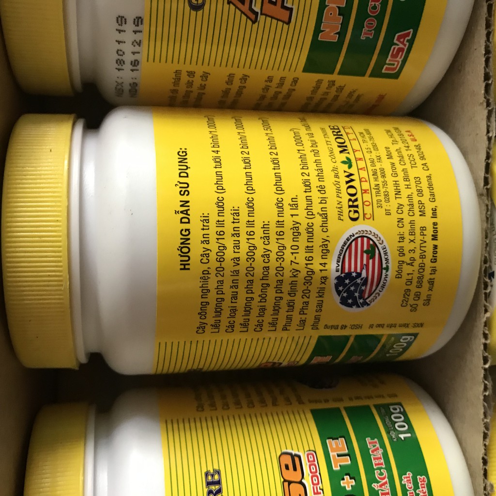 phân bón lá Growmore 20-20-20 TE USA hộp 100g