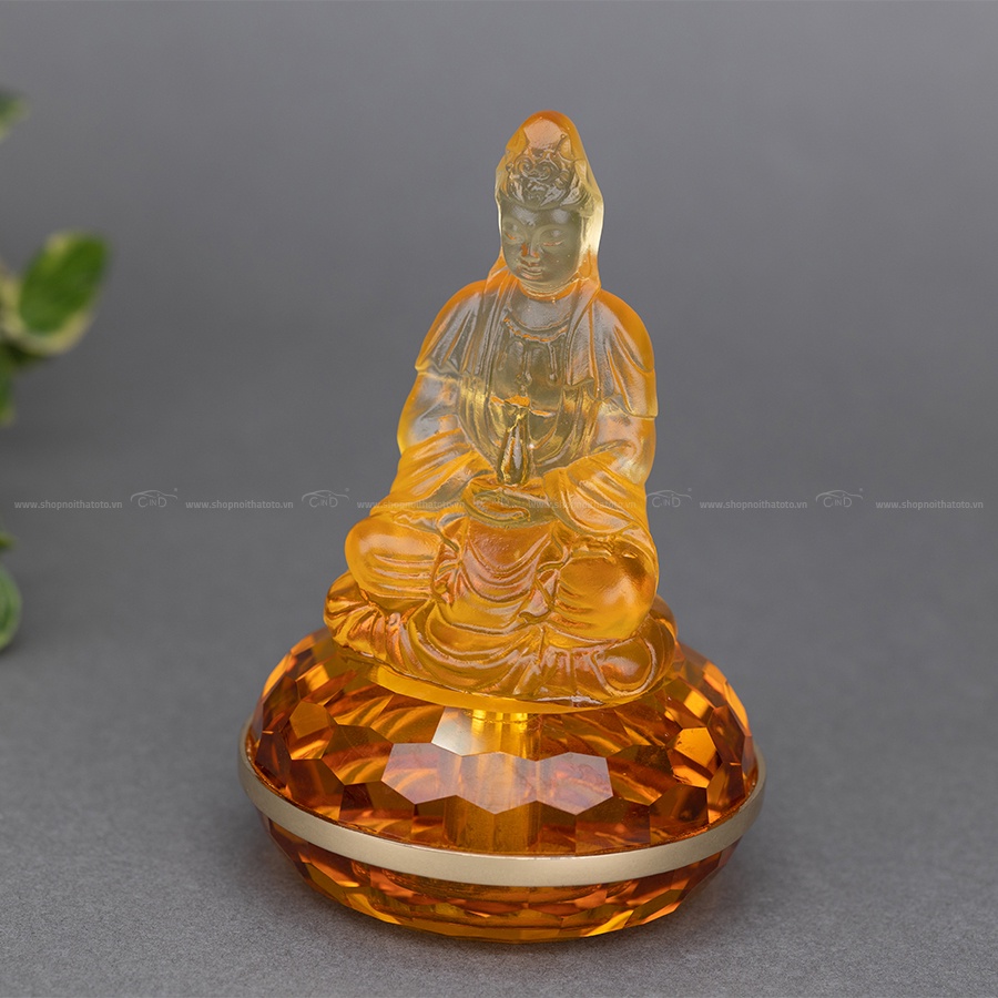 Tượng Trang Trí Cao Cấp CIND Quan Âm Ngọc Lưu Ly Đế Pha Lê Nhập Khẩu Chính Hãng