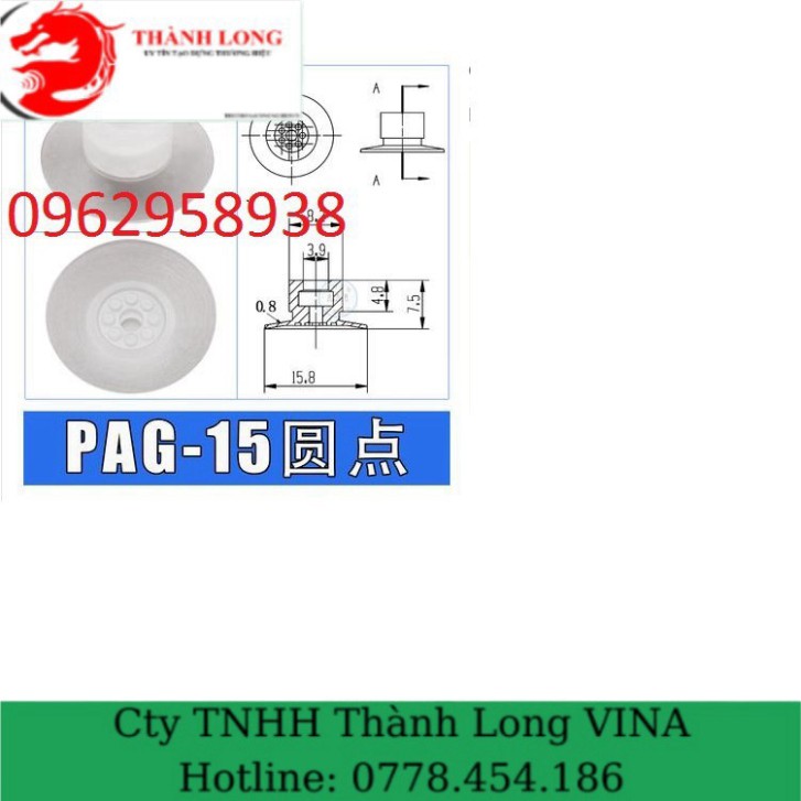 Núm hút cao su loại mỏng dễ bám hút PAG15, gói 10 cái. .