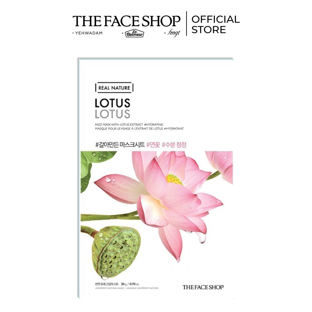 [Mã COSTFST3 -8% đơn 250K] Mặt Nạ Sáng Hồng Da TheFaceShop Real Nature Lotus Face Mask (20g)