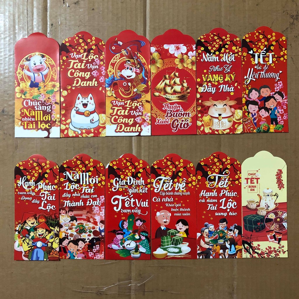 Combo 1000 lì xì chibi + 1000 lì xì truyền thống chọn mẫu