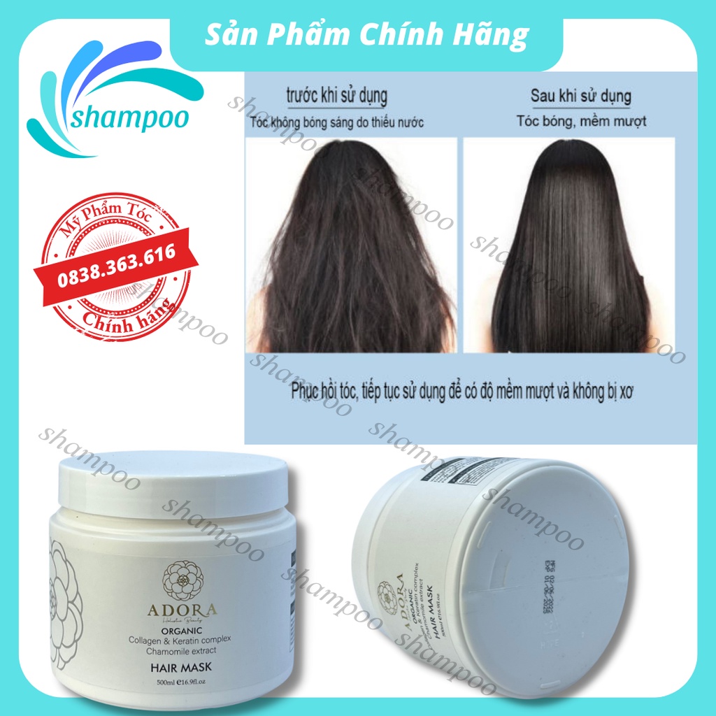 Kem ủ tóc phục hồi siêu mượt collagen ADORA organic dưỡng tóc chuyên sâu