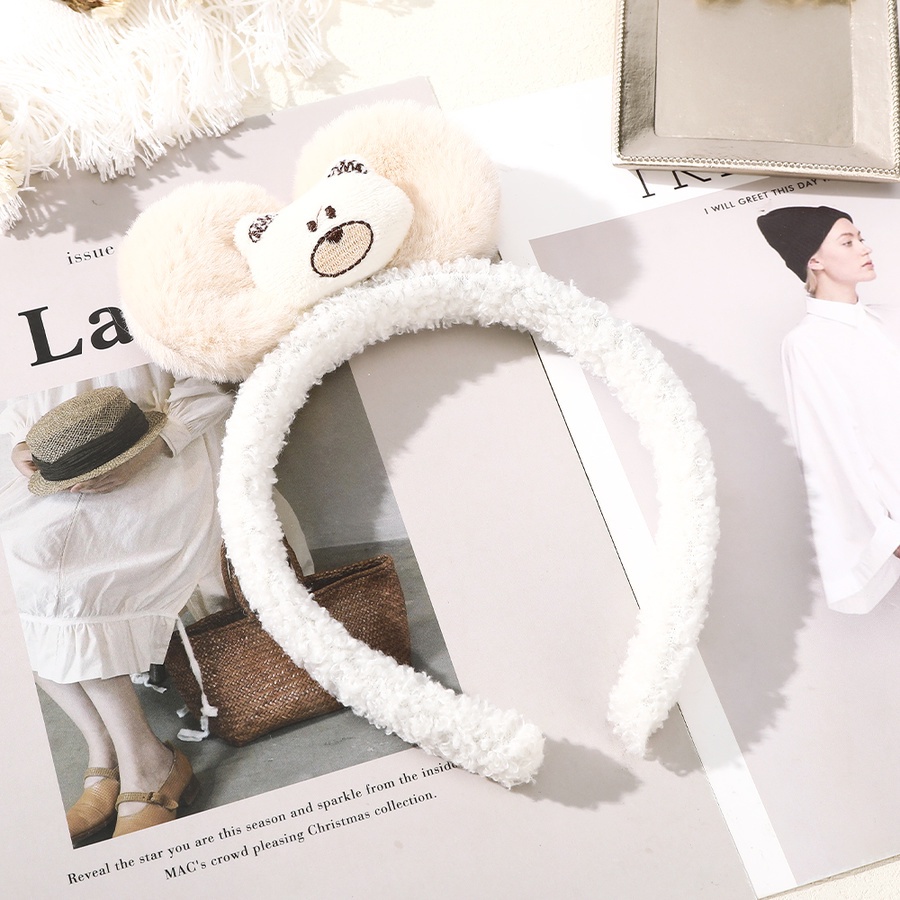 Băng đô cài tóc hình chú gấu nhồi bông mềm mại phong cách Hàn Quốc xinh xắn