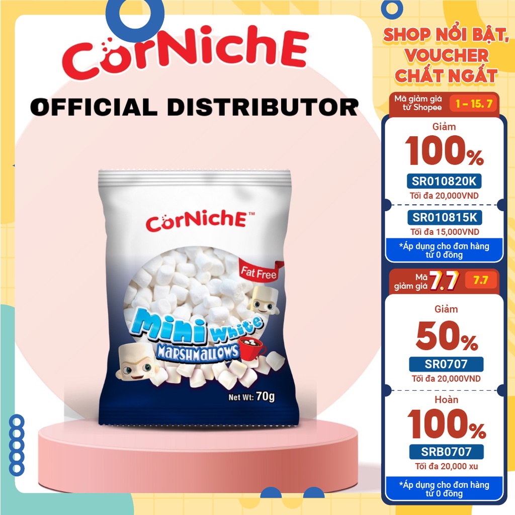 Kẹo Dẻo CorNichE Marshmallow Mini White trắng 70g - Kẹo Xốp