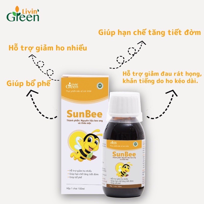 Siro ho chiết xuất KEO ONG - Sunbee Hỗ trợ giảm ho trẻ em, đau rát họng, tiêu đờm ở trẻ nhỏ - Nhà thuốc chính hãng