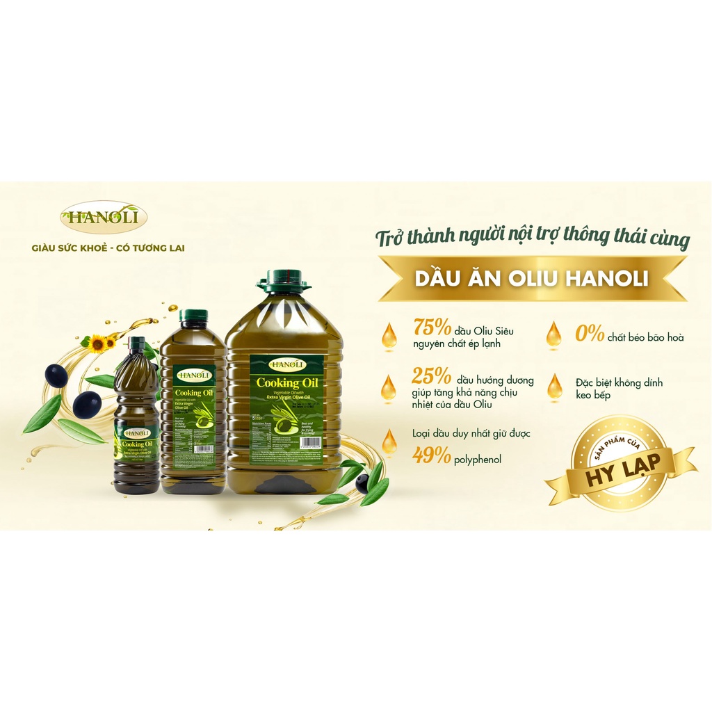 2 Can dầu oliu nấu ăn HANOLI Cooking Oil dung tích 5 Lít - Hy Lạp - Nguyên chai