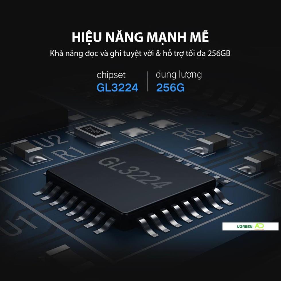 Đầu đọc thẻ nhớ SD/TF jack cắm USB 3.0 UGREEN CM104 - Hàng phân phối chính hãng - Bảo hành 18 tháng
