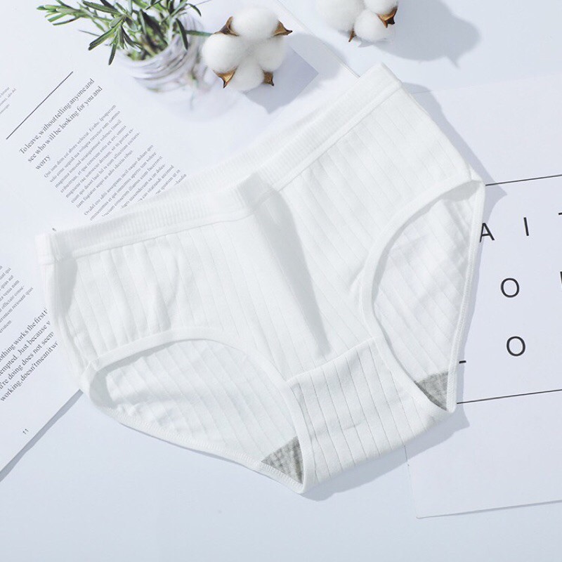 Quần Lót Nữ Cotton Tăm Gân Sọc Bản To Xuất Nhật