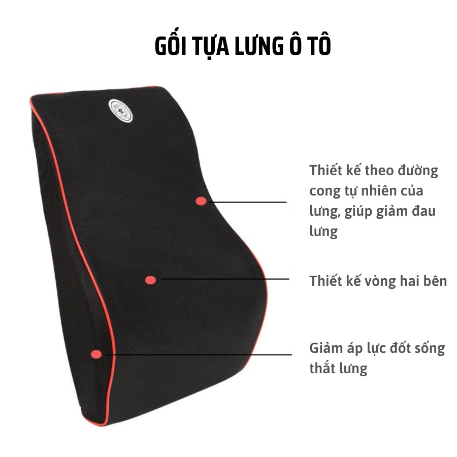 Gối tựa đầu ô tô cao su non nguyên khối, gối tựa lưng ô tô cao cấp, siêu đàn hồi chống đau mỏi