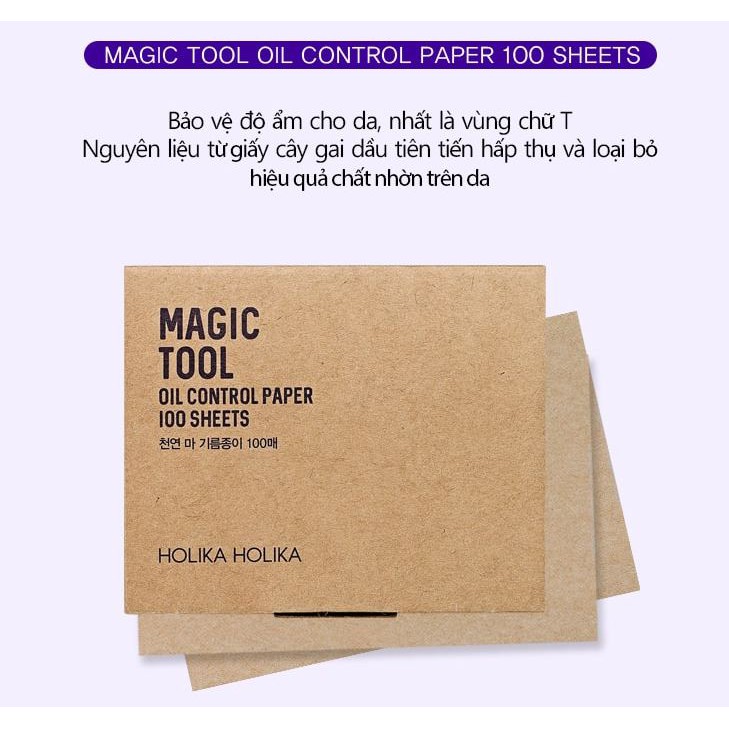 Giấy thấm dầu Hàn Quốc Holika Holika Magic Tool Oil Control Paper 100 tờ/gói 10x6,2 (cm)