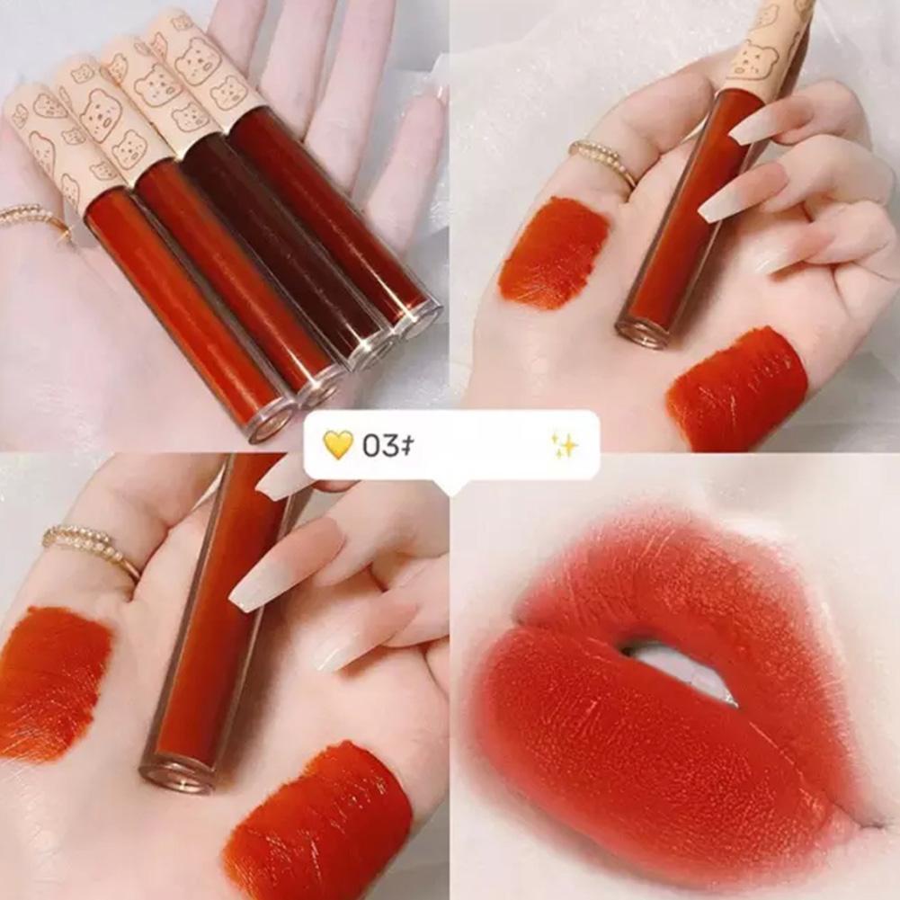 Set 4 Son Kem Lì Mịn Mượt Như Nhung Không Bết Dính Và Không Khô Môi 4 Màu Tùy Chọn I3K3