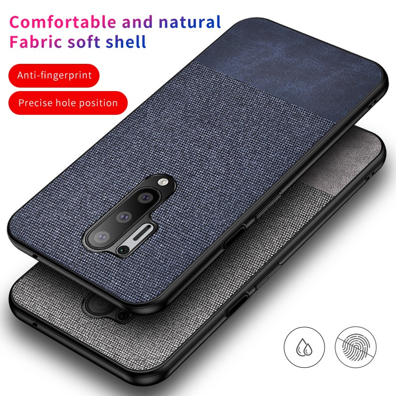 Oneplus One plus 6T 6 7 7T 8 Pro Leather Spliced Fabric Thin Phone Case Shockproof Casing Matte Protection Soft Shell Cover