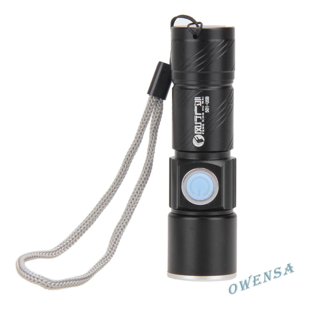 owen}800LM CREE LED Torch Zoomable Waterproof USB Rechargeable Flashlight Torch