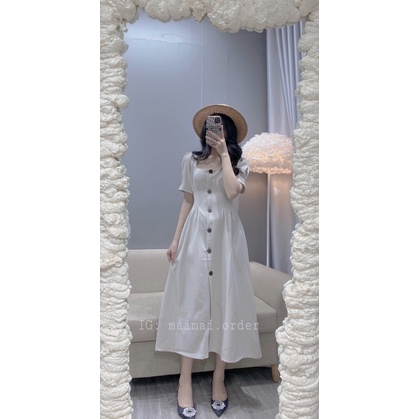 VÁY CỔ VUÔNG BO EO