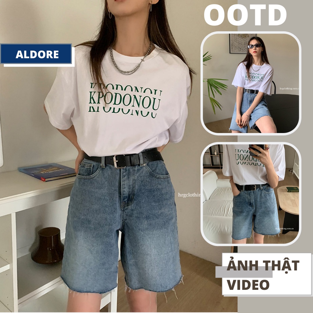 Quần ngố jean ống rộng form lửng chất bò dày màu xanh phong cách học sinh OOTD MST4