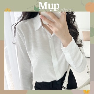 Áo sơ mi nữ công sở kiểu dáng thanh lịch tay dài mụp store, sơ mi thiết kế