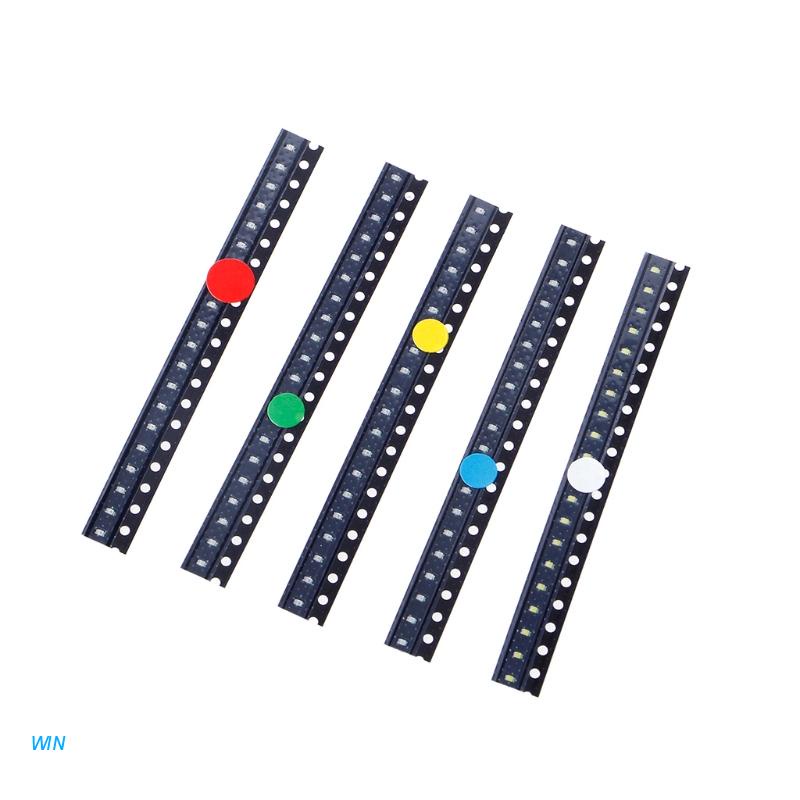 Set 100 đèn LED SMD 0603 5 màu ánh sáng trắng/xanh lá/vàng/đỏ/xanh lá