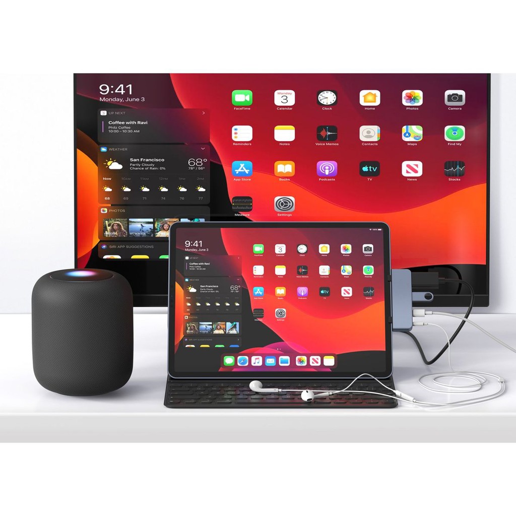 [Mã 159ELSALE hoàn 7% đơn 300K] CỔNG CHUYỂN CHUYÊN DỤNG HYPERDRIVE IPAD 4 IN 1 HDMI 4K/30HZ USB-C HUB