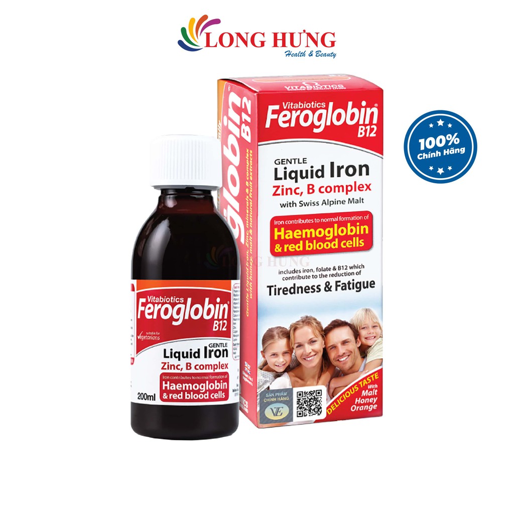 Vitamin dạng nước Vitabiotics Feroglobin B12 bổ sung sắt lọ 200ml - NT183