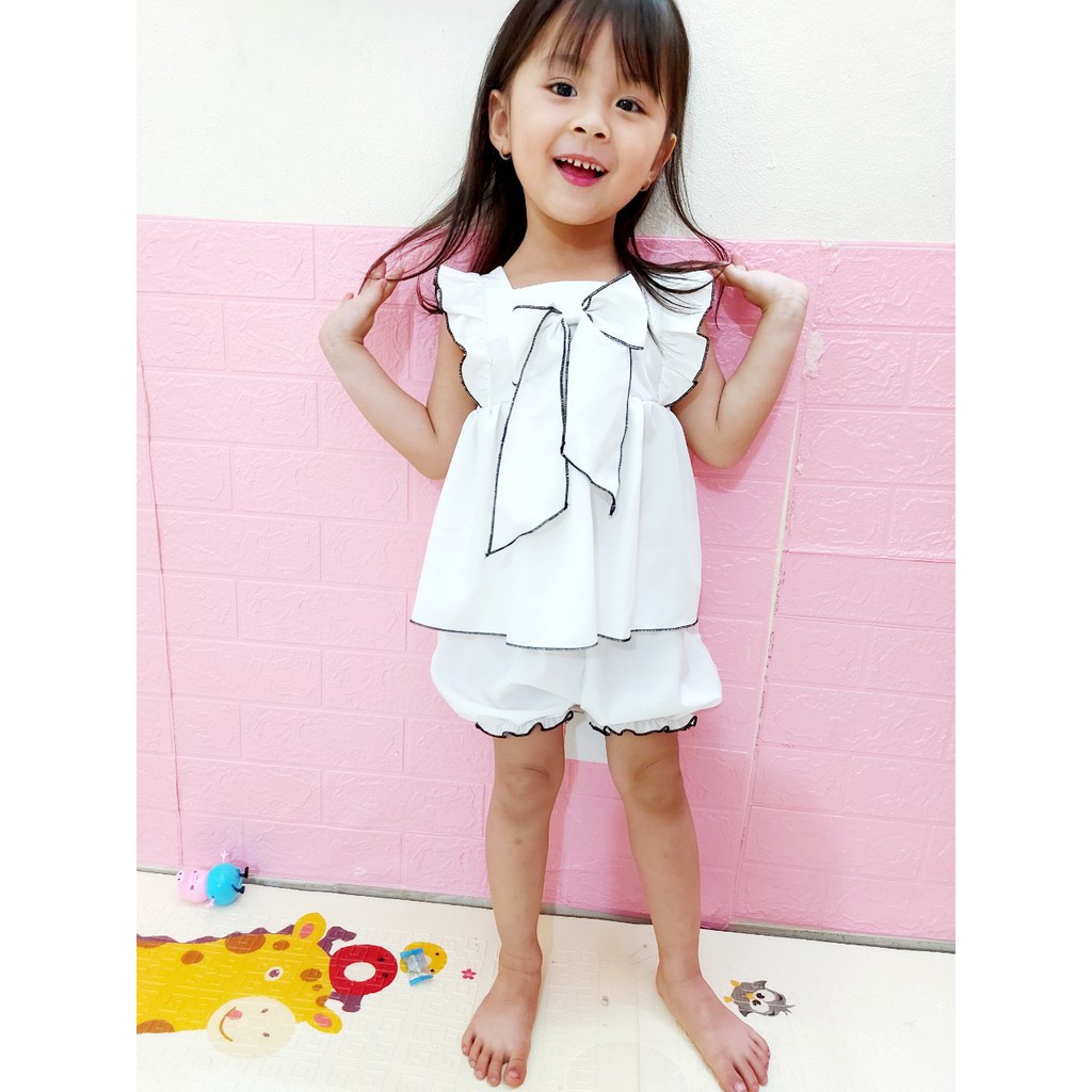 Đồ bộ bé gái 1.2.3.4.5 -8 tuổi áo váy thiết kế mùa hè thời trang cho bé size đại đầm trắng công chúa v35 BABYSTORE88