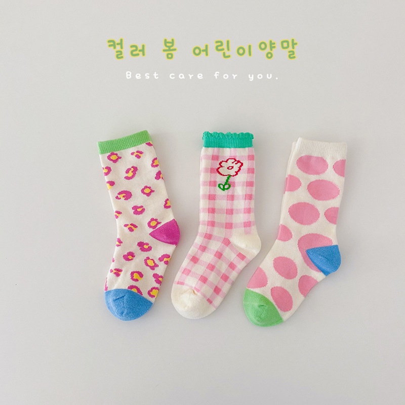 Vớ Cotton Ngắn In Họa Tiết Caro / Hoa Dễ Thương Phong Cách Nhật Bản Cho Bé Từ 0-8 Tuổi