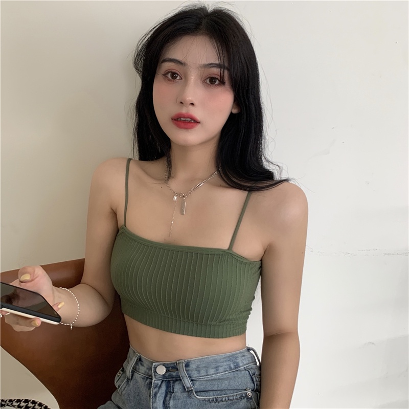Áo ngực ống hai dây có mút đệm phong cách Hàn Quốc cho nữ