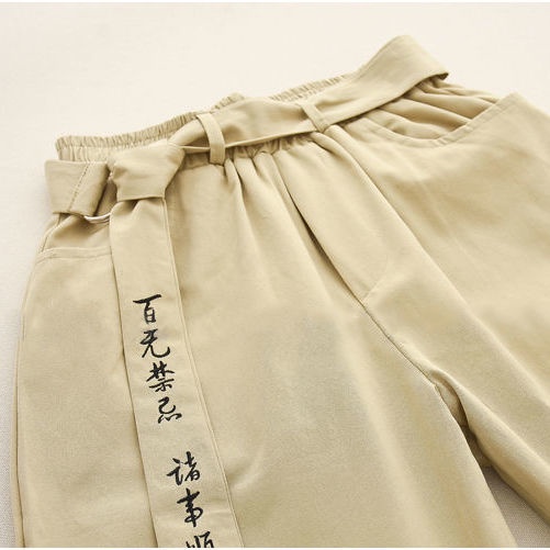 Quần Dài Thêu Hình Mèo Phong Cách Mori Nhật Bản Cho Trẻ Em