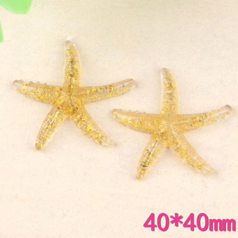 Set 10 Mặt Dây Chuyền Hình Sao Biển 40mm Bằng Nhựa Resin Dễ Thương Trang Trí Điện Thoại / Sổ Tay DIY