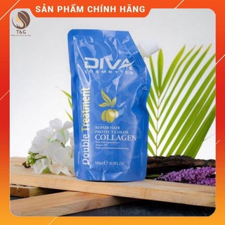 Kem ủ tóc hấp phục hồi collagen Diva 500ml. Dưỡng tóc siêu mềm mượt, hàng chính hãng 100%