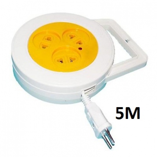 Ổ CĂM ĐIỆN XOAY TRÒN 3 LỔ CẮM, DÂY 5M - 528