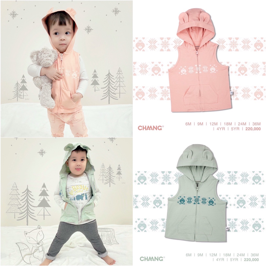 Chaang Áo gile có mũ Snow nhiều màu cho bé AW2021D18