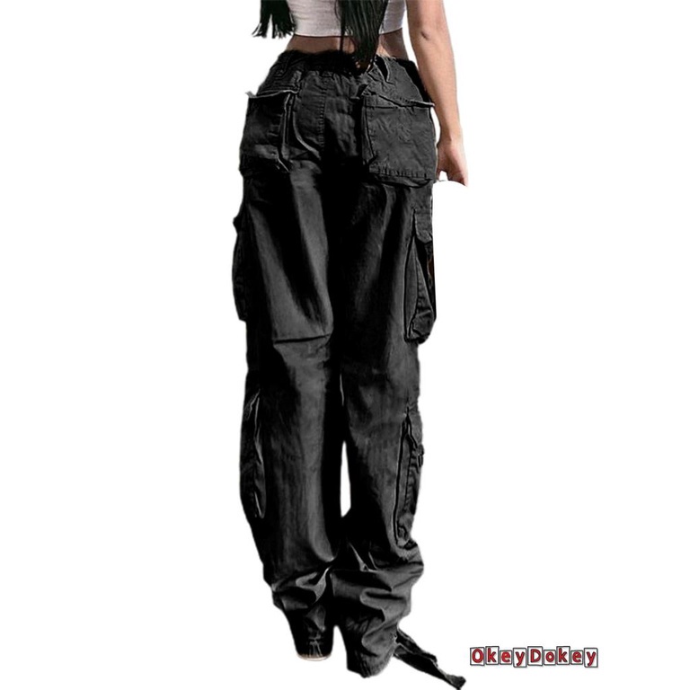 Quần túi hộp có dây kéo màu sắc đơn giản cho nữ