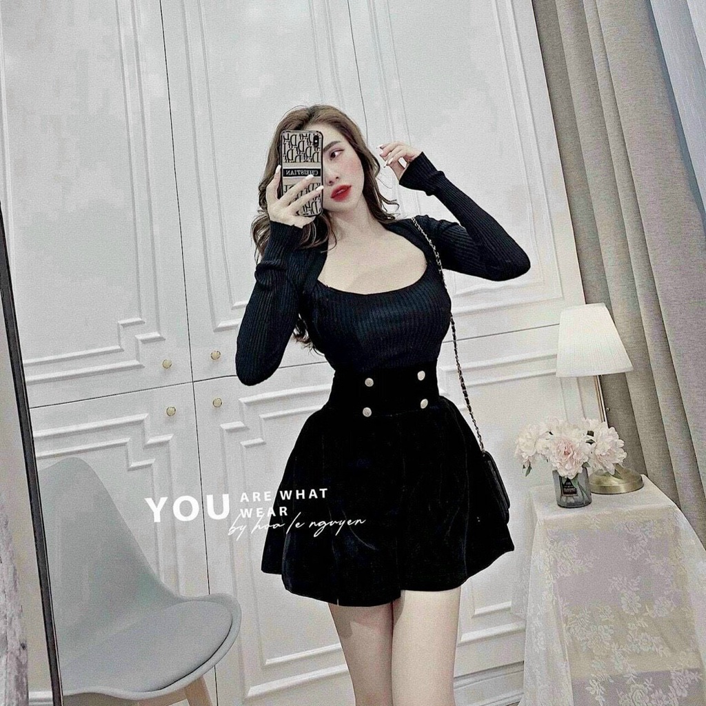 Áo len tay dài cổ vuông quảng châu CS95