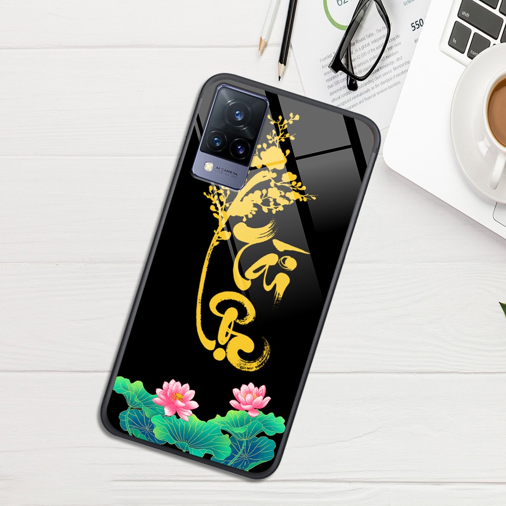Ốp lưng KÍNH Vivo V21 5G in hình 3D TÀI LỘC-TÂM AN -MÃ ĐÁO