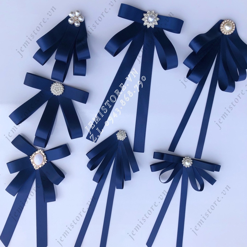 Nơ cài áo, tag cài áo nữ màu navy
