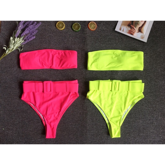 Đồ bơi / Bikini 2 mảnh màu dạ quang phối belt cực chất