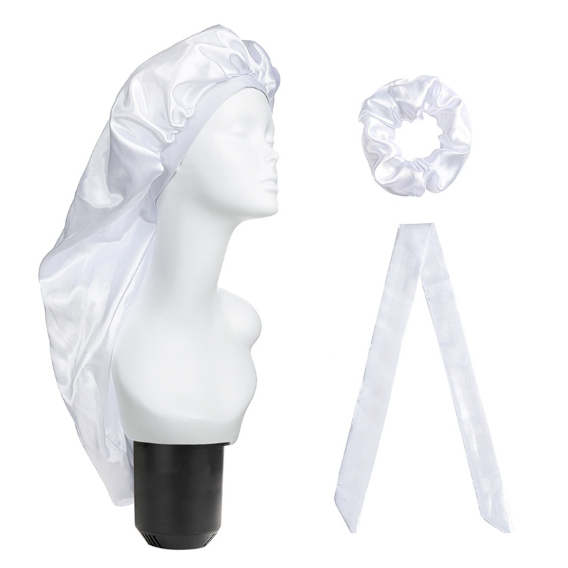 Set 3 mũ trùm đầu khi ngủ bằng vải satin kèm dây buộc tóc dài