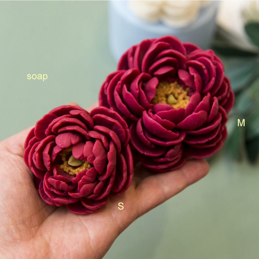 Khuôn silicon hoa Mẫu Đơn Pompon làm bánh rau câu 4D