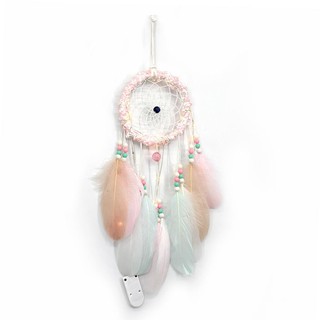 Dreamcatcher đính lông vũ và hạt trang trí