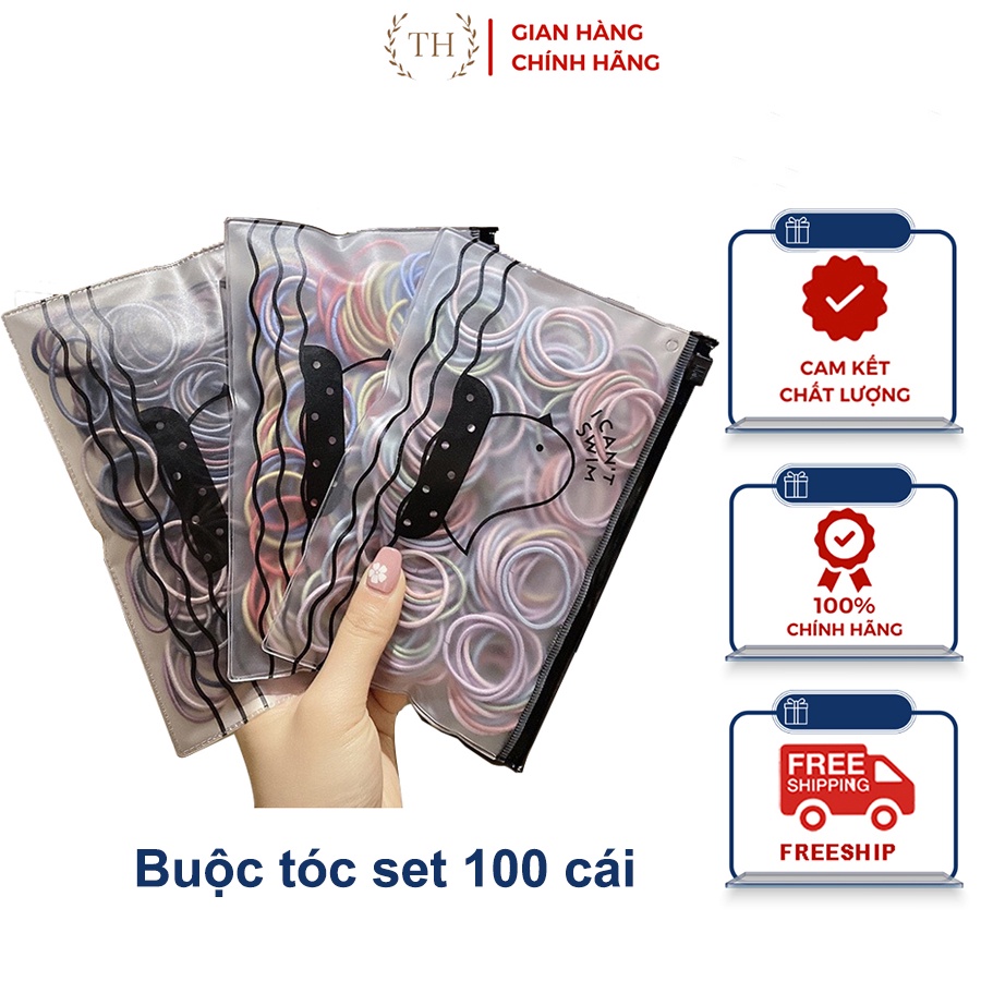 DÂY CỘT TÓC TRƠN MIX MÀU  SET 100 Cái