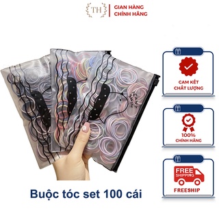 Dây cột tóc trơn mix màu set 100 cái
