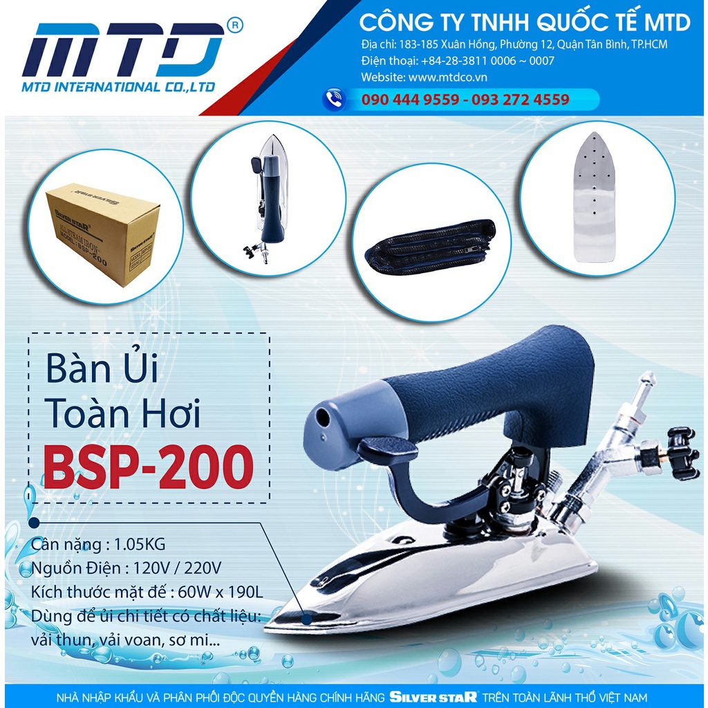Bàn ủi toàn hơi BSP-200 SILVER STAR - Hàng chính hãng