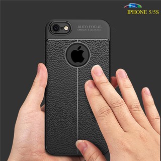 Ốp lưng iPhone 5 _ 5S vân da cao cấp Auto Focus TẶNG CƯỜNG LỰC