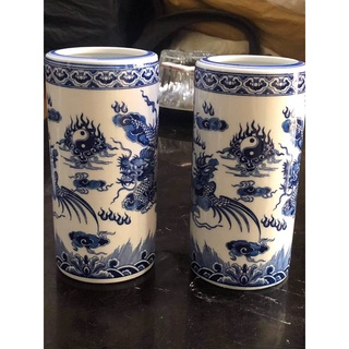 Ống cắm hương men lam