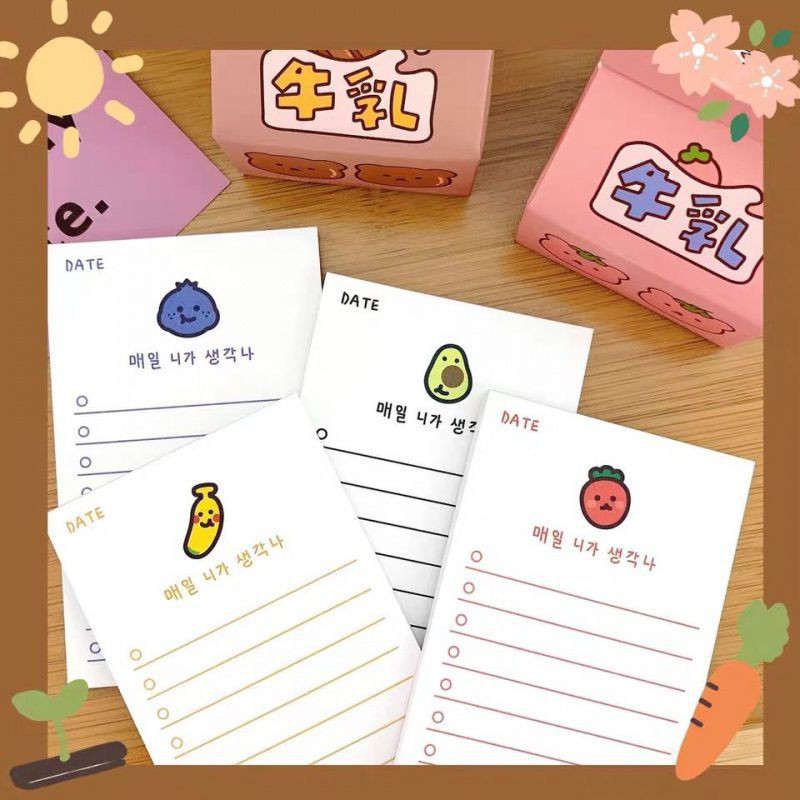 Giấy note ghi chú to do list trái cây phong cách Hàn Quốc N11 Taro Stationery