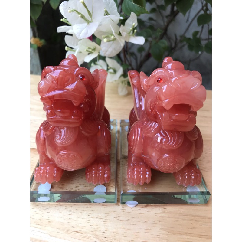 🌺🍃🎈CẶP TỲ HƯU ĐỎ ĐẬM MỚI CÓ CÁNH HÚT TÀI Size Dài 10cmx Cao 11cm x Sâu7cm mệnh HỎA THỔ trưng bàn làm việc 650k/1 cặp ạ